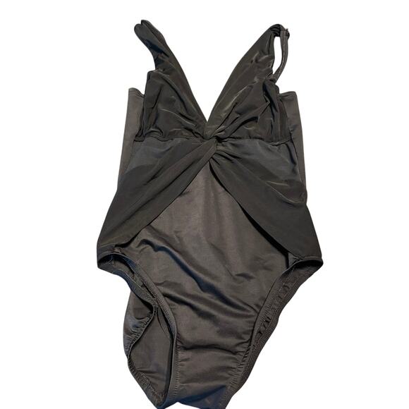 Miraclesuit Black One Piece Plunge Partly Sheer Women's Size M - Picture 1 of 7